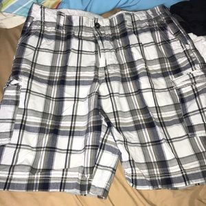 Plaid cargo shorts